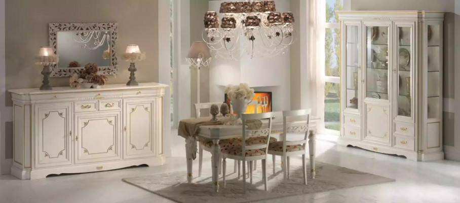 Klassieke vitrinekast luxe wit kast hout Italiaanse stijl meubels glas