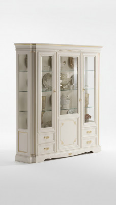 Klassieke vitrinekast luxe wit kast hout Italiaanse stijl meubels glas