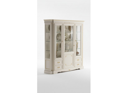 Klassieke vitrinekast luxe wit kast hout Italiaanse stijl meubels glas