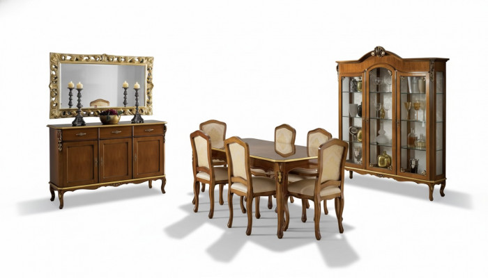 Klassieke eettafel Tafel Hout Eetkamerset 6x Stoelen 9-delig.