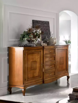 Eettafel 6x stoelen Eetkamer Eethoek Houten dressoir 9-delige set.