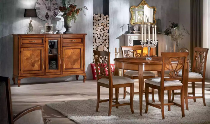 Compleet set eettafel 4x stoelen eetkamerset eetgroep houten tafel 5-delig EU