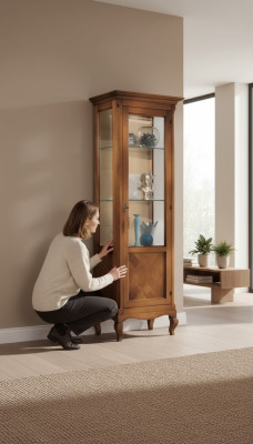 Mebel glazen kast vitrine hout vitrines glas kast planken Italië.