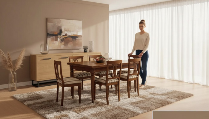 Eettafel Tafel Meubilair 4x stoelen Set 7-delig. Design eetkamerstel Nieuw