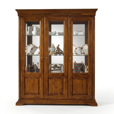 Vitrine Klassieke Italiaanse woonkamer bruine kasten dressoir nieuw