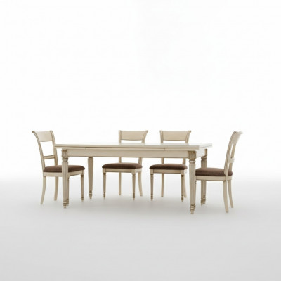Italiaanse stijl eettafel 4 stoelen houten tafel eetset ontwerp 5-delige set