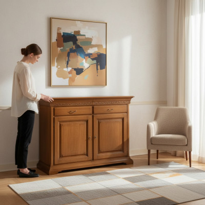 Italiaans stijl meubels dressoir bruin luxe ladekast hout woonkamer