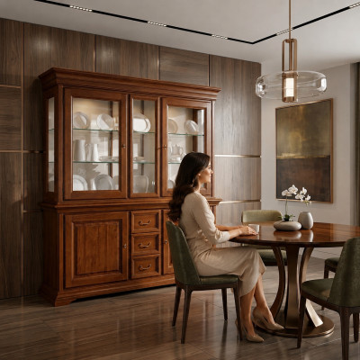 Klassieke vitrine Italiaanse luxe meubels vitrines houten kast ontwerp kast
