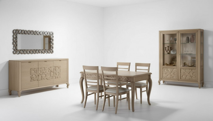 Ontwerp eetkamer set eettafel 8-delig houten meubels dressoir 4 stoelen nieuw