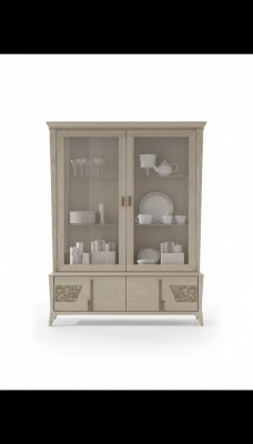 Luxe vitrine met 2 deuren houten kast woonkamer glazen kasten design meubilair