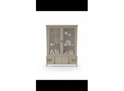Luxe vitrine met 2 deuren houten kast woonkamer glazen kasten design meubilair