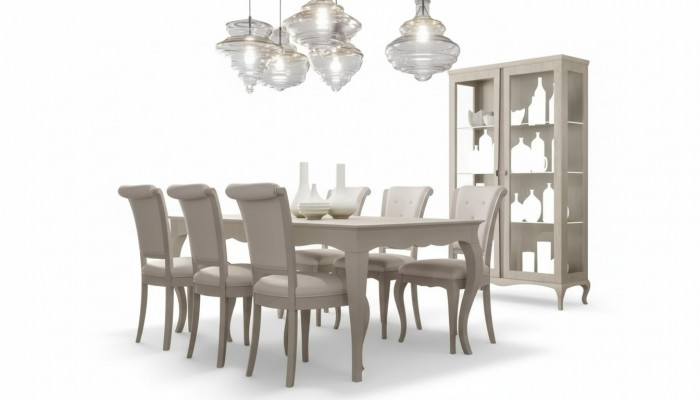 Eettafel 6x stoelen Vitrine 8-delig Eetkamer set Garnituur Zitgroep.