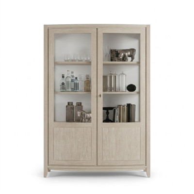 Vitrine woonkamer meubels hout vitrines glazen kast beige dressoir nieuw.