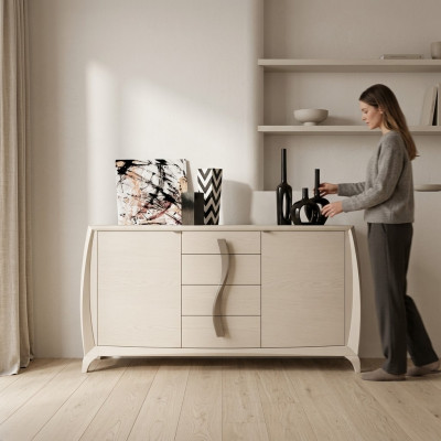 Dressoir woonkamer commodes klassieke kast beige houten kast nieuw