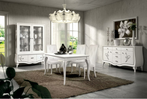 Eetkamer set eettafel 4 x stoelen eetgroep eetkamermeubel dressoir 7-delig