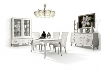 Eetkamer set eettafel 4 x stoelen eetgroep eetkamermeubel dressoir 7-delig