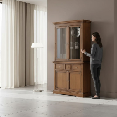 Klassieke vitrinekast Bruin glas Luxe glazen kast Vitrinekast