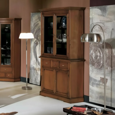 Klassieke vitrinekast Bruin glas Luxe glazen kast Vitrinekast