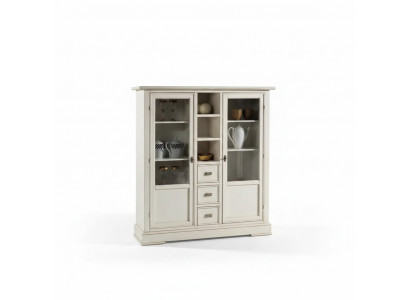 Woonkamer meubels houten vitrinekast glazen kast massief hout dressoir vitrine.