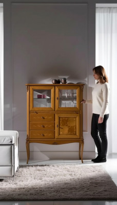 Vitrine Glas Barschrank Schränke Italienische Möbel Holz Wohnzimmer  Vitrine Glas Barkast Kasten Italiaanse meubelen Hout Woonkamer