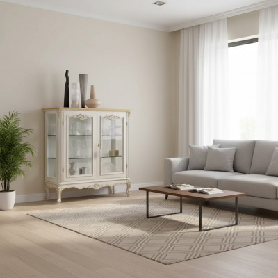 Glazen kast Luxe vitrine Witte vitrine Klassiek Italiaans meubilair