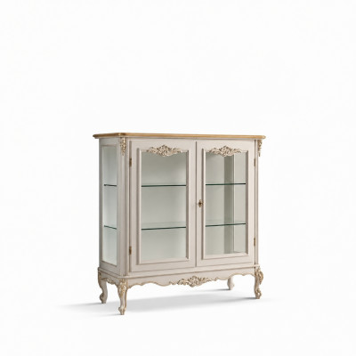 Glazen kast Luxe vitrine Witte vitrine Klassiek Italiaans meubilair