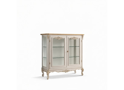 Glazen kast Luxe vitrine Witte vitrine Klassiek Italiaans meubilair