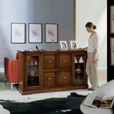 Woonkamer dressoir glazen kast vitrine eetkamer buffet houten meubels Woonkamer dressoir glazen kast vitrine eetkamer buffet houten meubelen