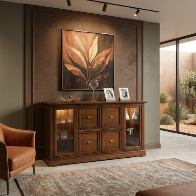 Woonkamer dressoir glazen kast vitrine eetkamer buffet houten meubels Woonkamer dressoir glazen kast vitrine eetkamer buffet houten meubelen