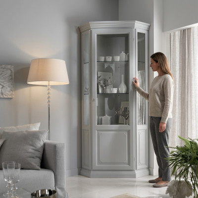 Eck Vitrine Kast Wit Vitrines Woonkamer Klassiek Design Rek