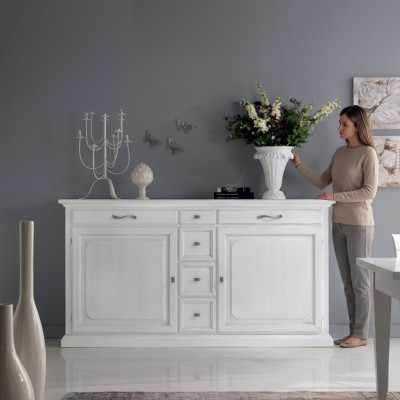 Luxe commode wit houten dressoir kast woonkamer meubels Italië