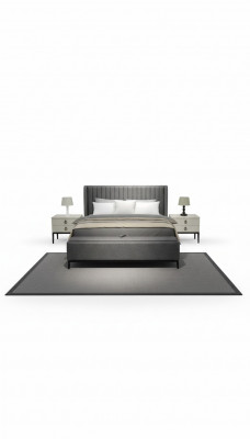 Moderne bed + bank + 2x nachtkastjes tegelijkertijd functioneel en comfortabel.