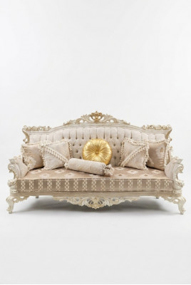Elegante bank 3-zitsbank Edele Stijlvolle Meubels Woonkamer Beige Bank Nieuw