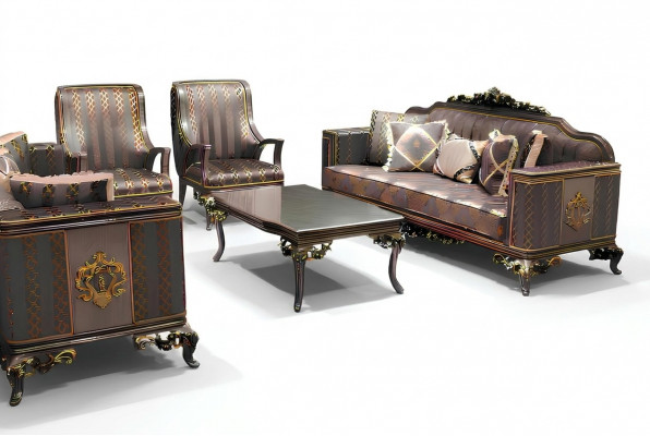 Woonkamerset bankstel in natuurtinten, design zitmeubelen salontafel