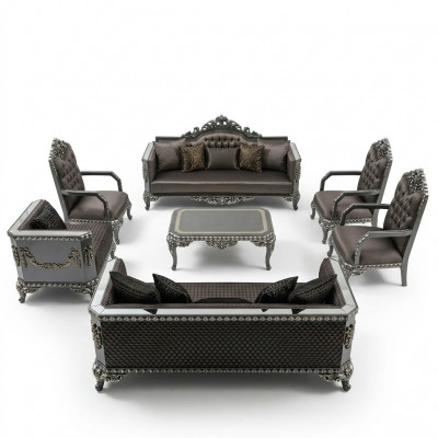 Luxe woonkamer bankstel meubels 3+3+1+1 2x bank 2x fauteuil bruin nieuw
