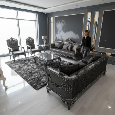 Prestigieuze 3+3+1 woonkamer set woonkamer set met twee banken en fauteuil.