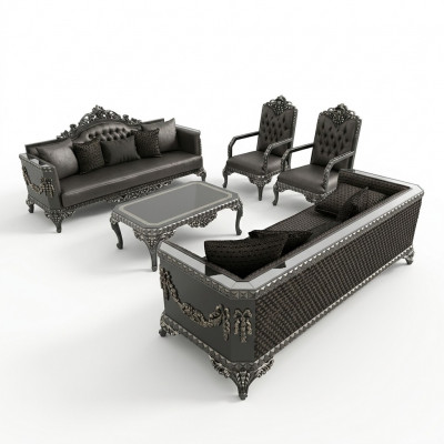 Prestigieuze 3+3+1 woonkamer set woonkamer set met twee banken en fauteuil.