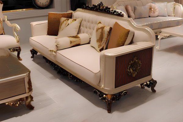 Exquise woonkamer bankstel Bank 2x Fauteuils set Luxe bankstel