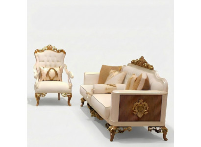 Elegant woonkamer meubelset met luxe bank en comfortabele fauteuil set met 2.