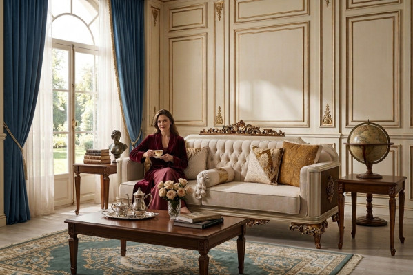 Luxe 3-zits bank woonkamer meubels Elegant bankstel 3-zits textiel beige