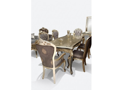 Exclusieve eetkamermeubels luxe eettafel + 4x tafelstoelen goud