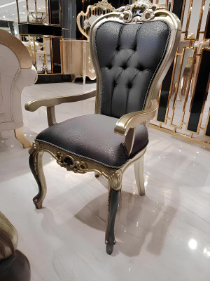 Exclusieve Chesterfield eetkamerstoel Gezellige stoel Hout Textiel Eetkamerstoelen