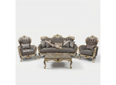 Exclusieve sofa set 3+3+1 3-delig 2x bank fauteuil ontspannings luxueuze set
