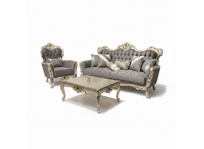 Elegante bankstel met fauteuil bankstel grijs relax 2 delen woonkamer meubels