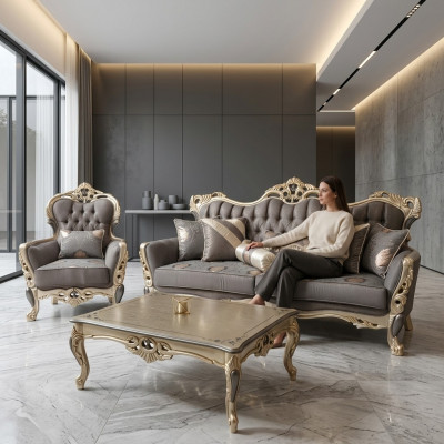 Luxe woonkamer meubels Fauteuil Hoogwaardige Fauteuil Fauteuil Grijs Nieuw Relax