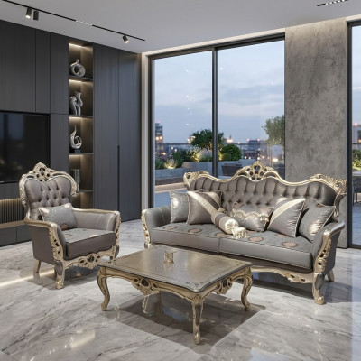 Luxe woonkamer meubels Fauteuil Hoogwaardige Fauteuil Fauteuil Grijs Nieuw Relax