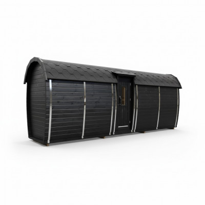 Houten sauna buitensauna Hout Grenenhout Saunahuis Panoramakamer 590x230x260