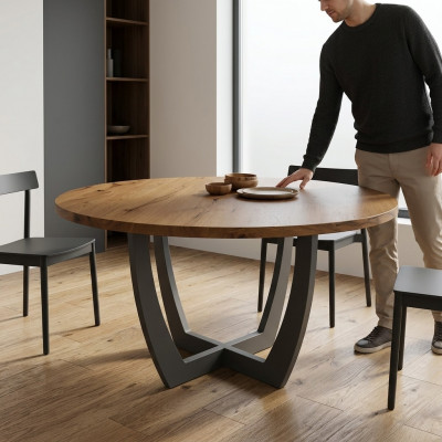 Ronde eettafel hout ronde keukentafel eettafels moderne stijl bruin 140cm