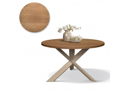 Ronde keukentafel salontafel kleur bruin stijl modern hout 140cm.