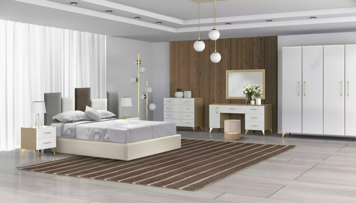 Slaapkamer set Bed 2x Nachtkastje Commode 7delig Design Luxe